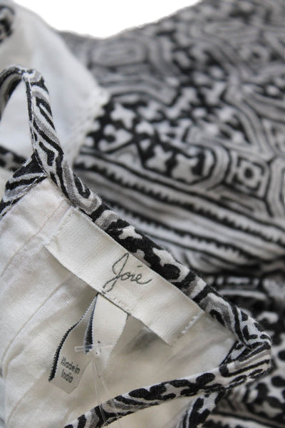 Joie Womens Sleeveless V Neck Abstract Top White Black Peach Cotton Size Small