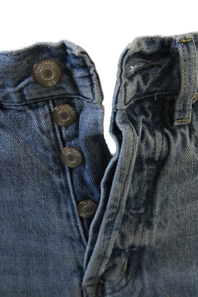 Pistola Womens Cotton Distressed Detail Pocketed Straight Leg Jeans Blue Size 24