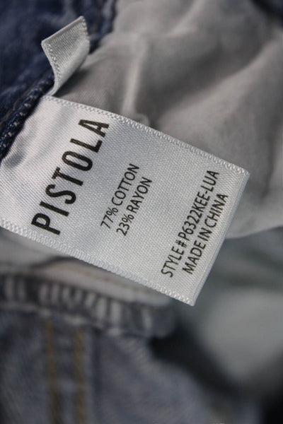 Pistola Womens Cotton Distressed Detail Pocketed Straight Leg Jeans Blue Size 24