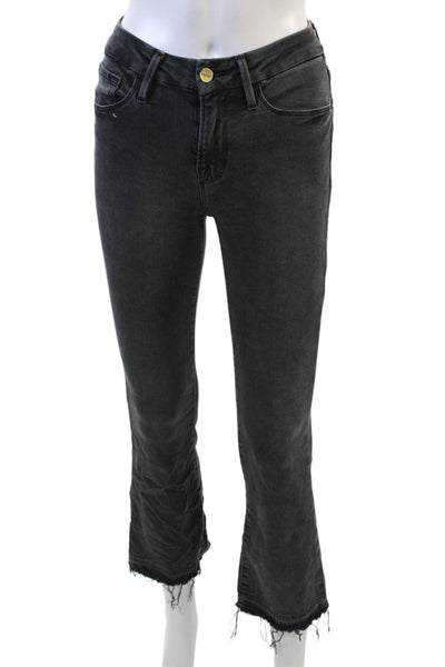 Frame Womens Cotton Distressed Ankle Detail Flared Leg Jeans Gray Size 23