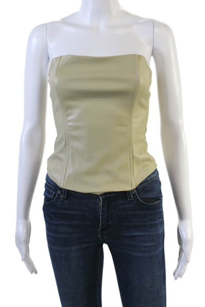 Weworewhat Womens Faux Leather Zippered Strapless Corset Top Green Size 00