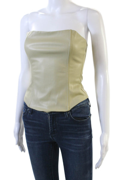 Weworewhat Womens Faux Leather Zippered Strapless Corset Top Green Size 00