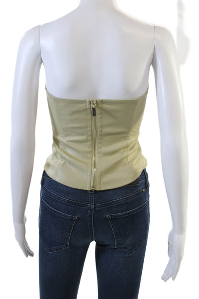 Weworewhat Womens Faux Leather Zippered Strapless Corset Top Green Size 00