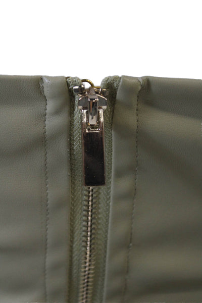 Weworewhat Womens Faux Leather Zippered Strapless Corset Top Green Size 00