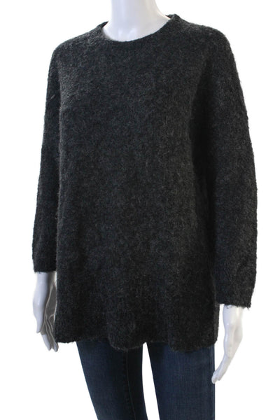 J Crew Womens Cotton Alpaca Knitted Crew Neck Long Sleeve Sweater Gray Size XS