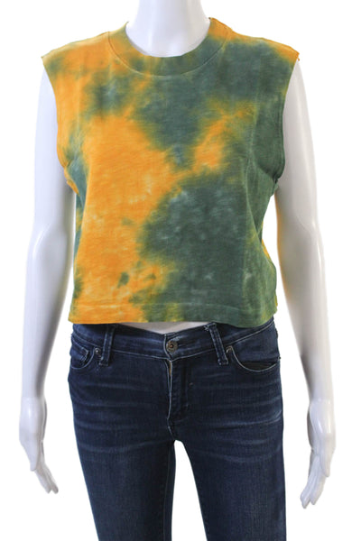 Cotton Citizen Womens Tie Dye Print Tank Top Green Yellow Size Extra Small