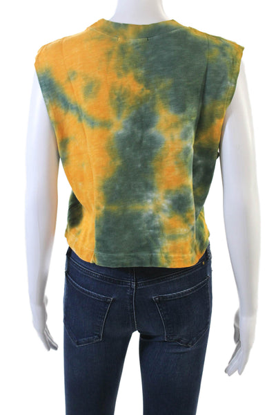 Cotton Citizen Womens Tie Dye Print Tank Top Green Yellow Size Extra Small