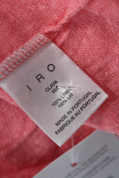 IRO Womens Linen Distressed Cropped Claya Tee Shirt Pink Size Small
