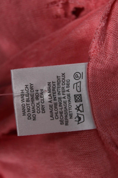 IRO Womens Linen Distressed Cropped Claya Tee Shirt Pink Size Small