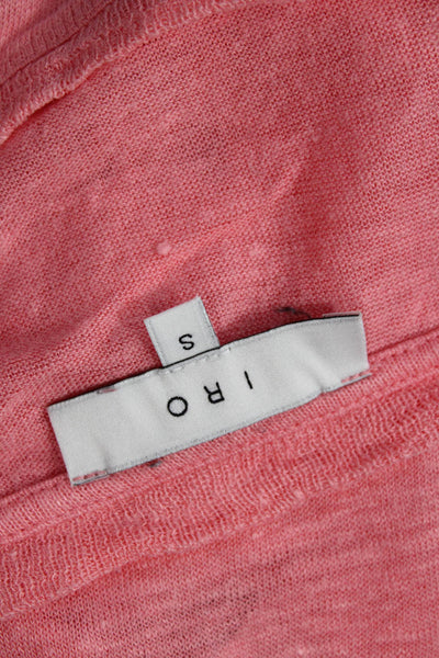IRO Womens Linen Distressed Cropped Claya Tee Shirt Pink Size Small