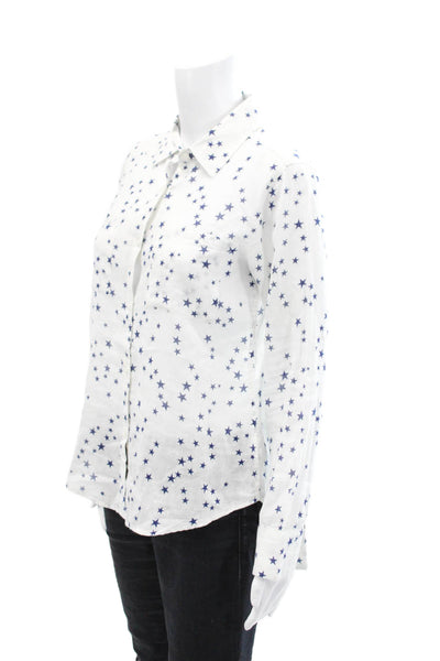 Rails Womens Cotton Graphic Star Print Collared Button Down Top White Size XS