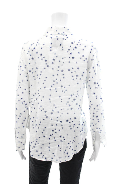 Rails Womens Cotton Graphic Star Print Collared Button Down Top White Size XS