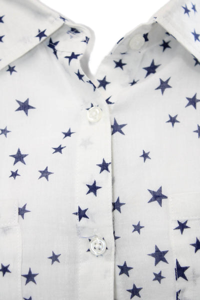 Rails Womens Cotton Graphic Star Print Collared Button Down Top White Size XS
