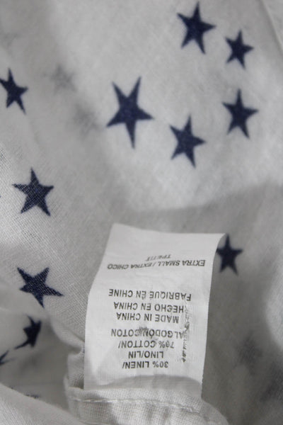 Rails Womens Cotton Graphic Star Print Collared Button Down Top White Size XS