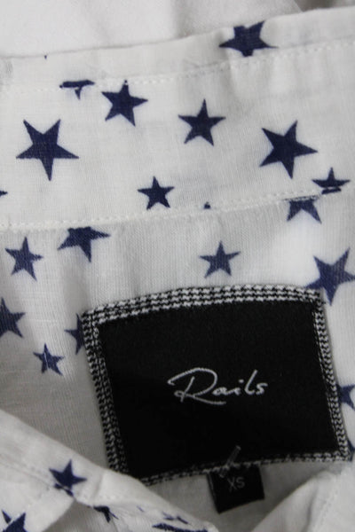 Rails Womens Cotton Graphic Star Print Collared Button Down Top White Size XS