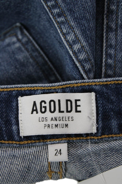 Agolde Womens Cotton High Waisted Skinny Button Fly Denim Jeans Blue Size 24