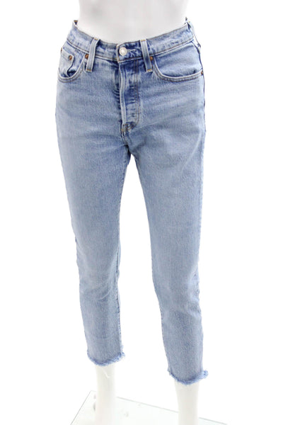 Levi Strauss & Co Womens Cotton Straight Leg 501 Skinny Jeans Blue Size 24