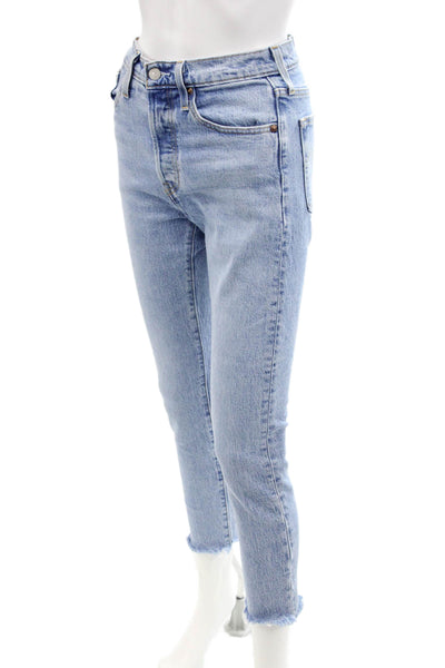 Levi Strauss & Co Womens Cotton Straight Leg 501 Skinny Jeans Blue Size 24