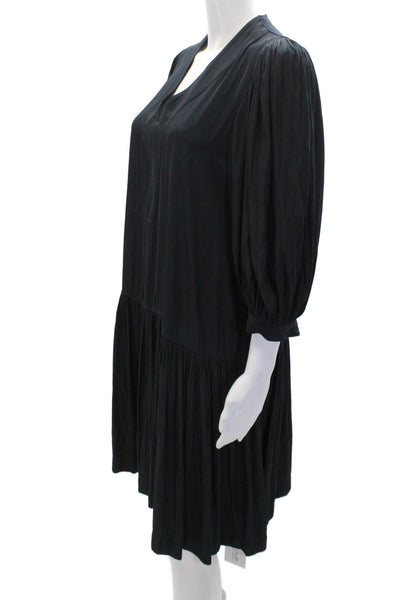 Mela Purdie Womens Long Sleeve V Neck Maxi Dress Navy Blue XXS