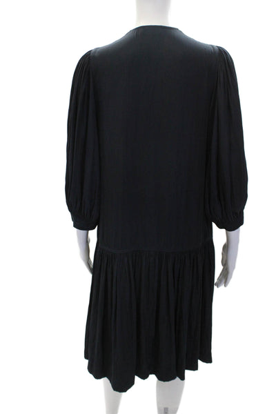 Mela Purdie Womens Long Sleeve V Neck Maxi Dress Navy Blue XXS