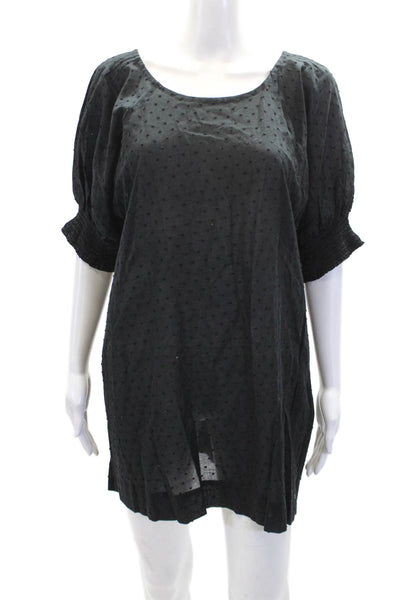 Malia Mills Womens Cotton Polka Dot Short Sleeve Shift Dress Black Size 6