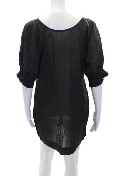 Malia Mills Womens Cotton Polka Dot Short Sleeve Shift Dress Black Size 6