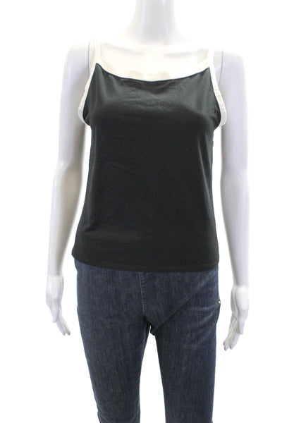 Lululemon Womens Scoop Neck Contrast Trim Tank Top Black White Size Medium
