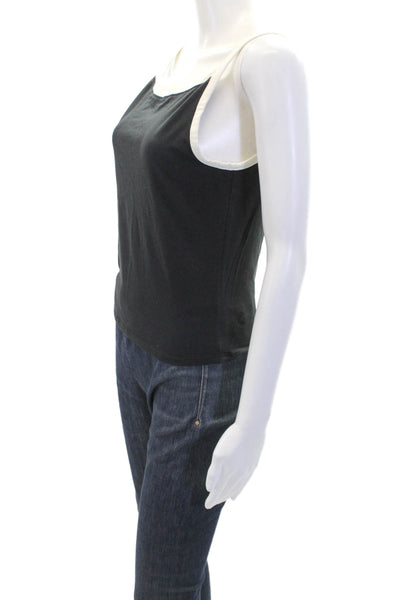 Lululemon Womens Scoop Neck Contrast Trim Tank Top Black White Size Medium