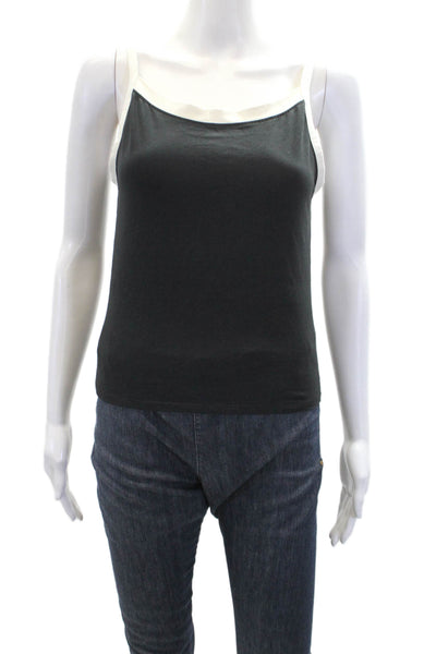 Lululemon Womens Scoop Neck Contrast Trim Tank Top Black White Size Small