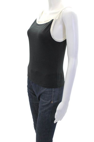 Lululemon Womens Scoop Neck Contrast Trim Tank Top Black White Size Small