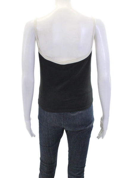 Lululemon Womens Scoop Neck Contrast Trim Tank Top Black White Size Small