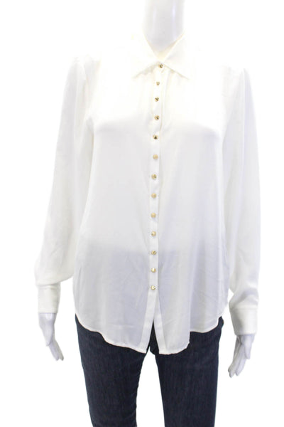 Vince Camuto Womens Collared Long Sleeve Spike Button Down Shirt White Size S