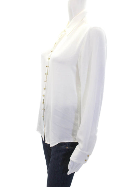 Vince Camuto Womens Collared Long Sleeve Spike Button Down Shirt White Size S