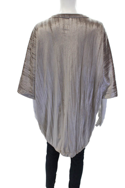 Zara Trafaluc Womens Textured Drawstring Hem Oversized Top Blush Pink Size M