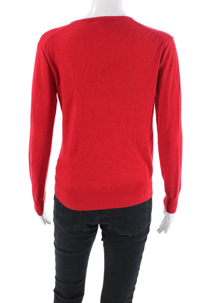 Polo Ralph Lauren Womens Cotton V-Neck Long Sleeve Knit Top Red Size XS