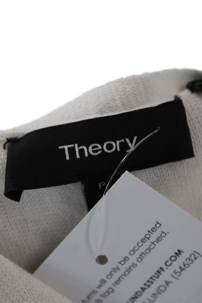 Theory Womens Long Sleeve Cropped Open Front Blouse Solid White Size P