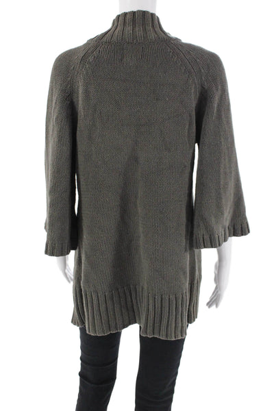 Tabitha Womens Cotton Ribbed 3/4 Sleeve Open Front Cardigan Sweater Gray Size M