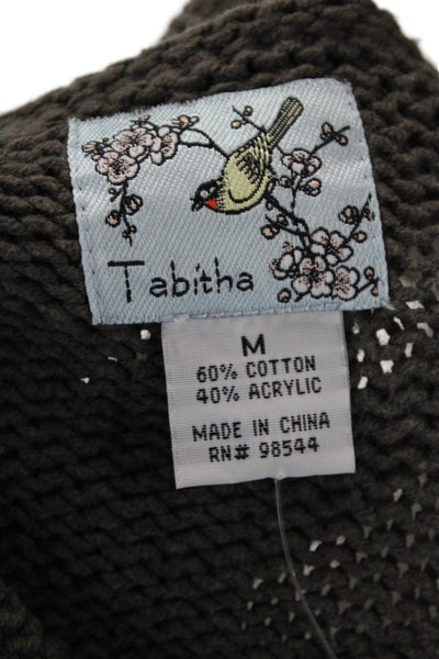 Tabitha Womens Cotton Ribbed 3/4 Sleeve Open Front Cardigan Sweater Gray Size M