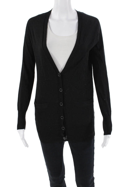 J Crew Womens Cotton V-Neck Long Sleeve V-Neck Buttoned Cardigan Black Size XS