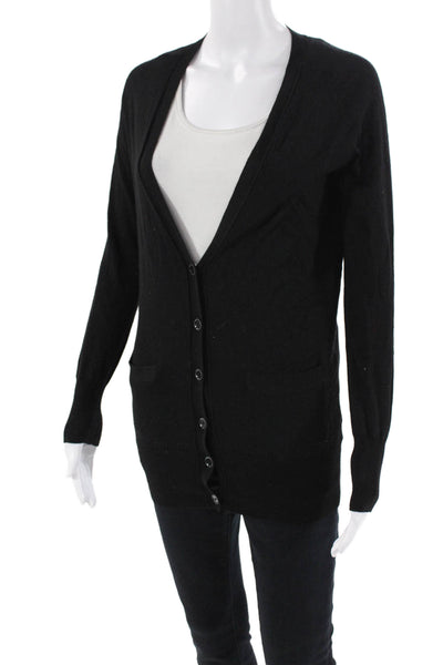J Crew Womens Cotton V-Neck Long Sleeve V-Neck Buttoned Cardigan Black Size XS