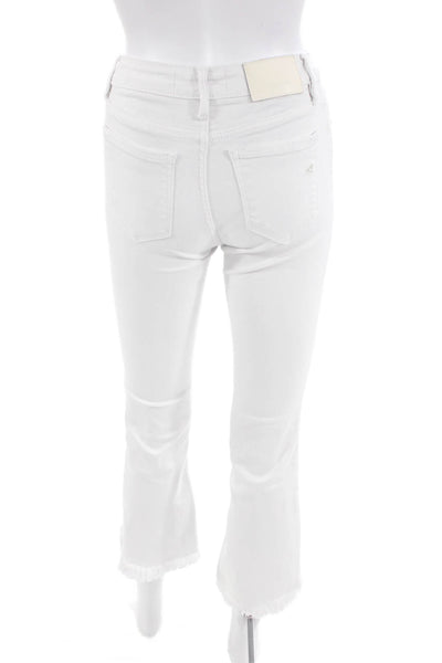 Hidden Womens Cotton Zip Button Straight Fray Leg Light Wash Jeans White Size EU
