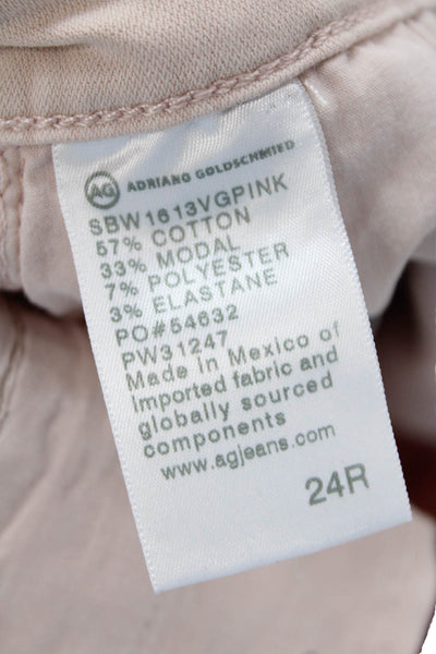 Adriano Goldschmied Womens Cotton Button Zip Straight Leg Pants Pink Size EUR 24