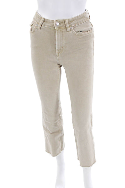 MNG Womens Zip Button Cotton Lined Wide Leg Casual Pants Khaki Size 02