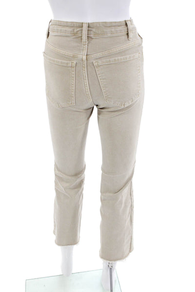 MNG Womens Zip Button Cotton Lined Wide Leg Casual Pants Khaki Size 02