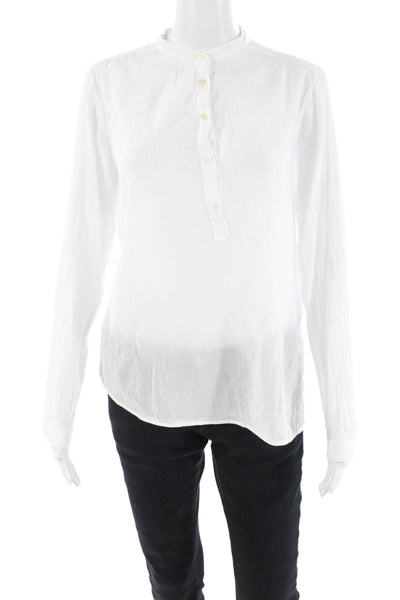 Hartford Womens Cotton Long Sleeve Button Casual Sheer Blouse White Size 16