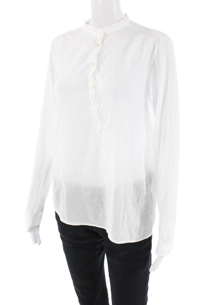 Hartford Womens Cotton Long Sleeve Button Casual Sheer Blouse White Size 16