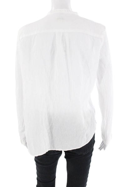 Hartford Womens Cotton Long Sleeve Button Casual Sheer Blouse White Size 16