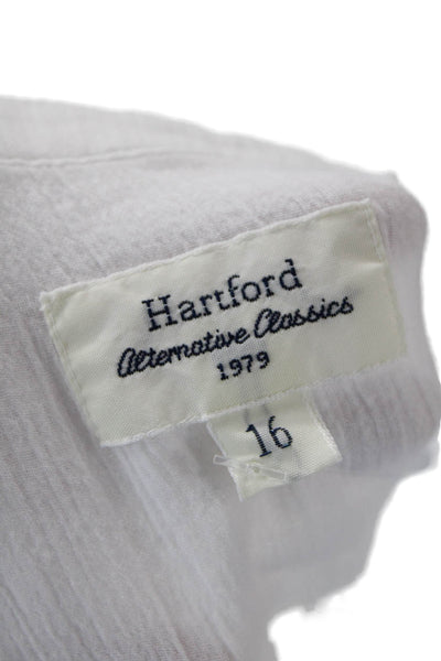 Hartford Womens Cotton Long Sleeve Button Casual Sheer Blouse White Size 16