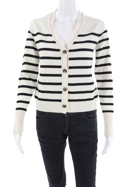 Unsubscribed Womens Cotton Long Sleeve Stripe Cardigan White Size XS
