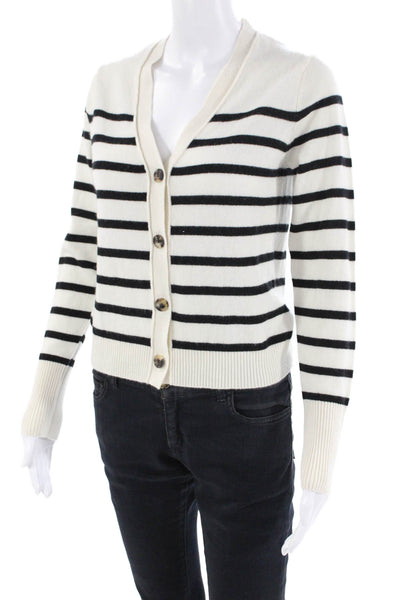 Unsubscribed Womens Cotton Long Sleeve Stripe Cardigan White Size XS